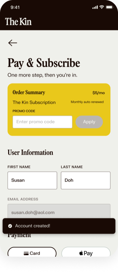 Step 4: pay and subscribe