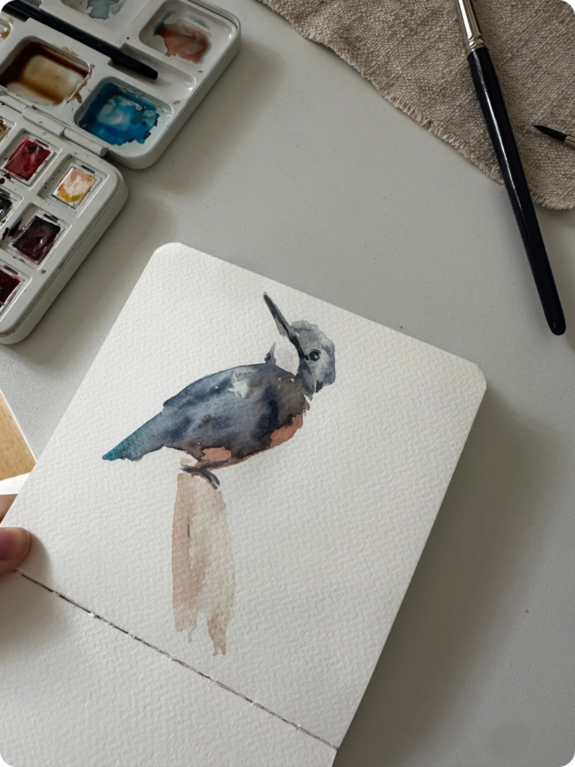 Watercolor of a kingfisher