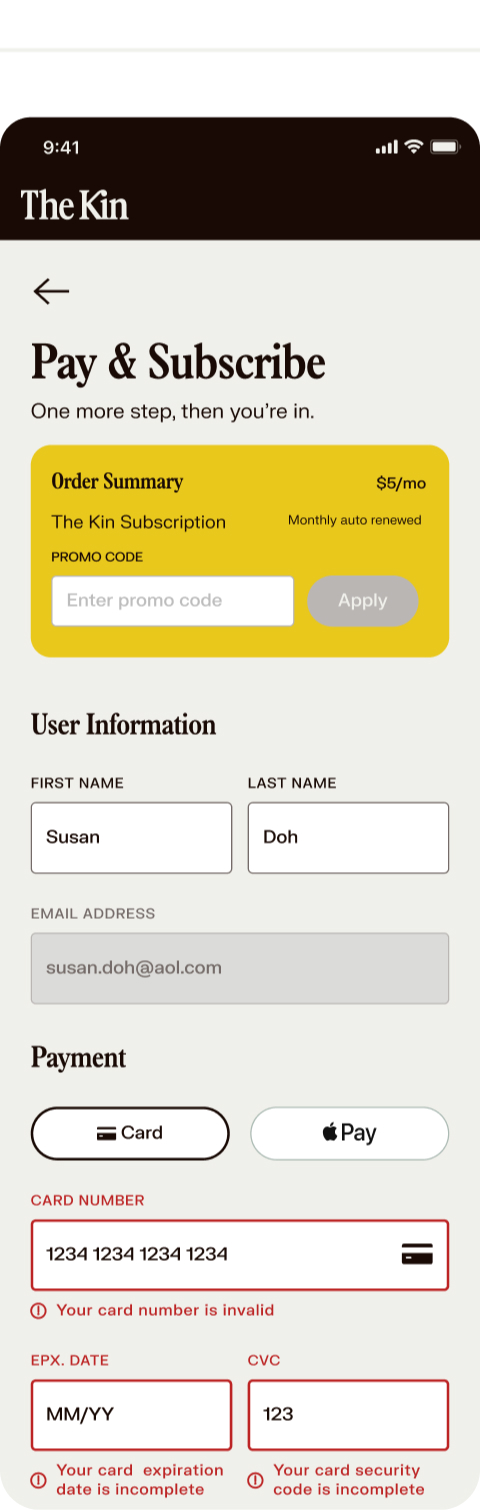 Checkout error: fields filled in wrong
